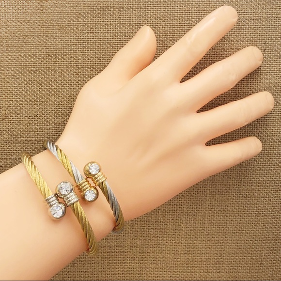 Cable Twist Designer Inspired Bangle Bracelet - Picture 2 of 3